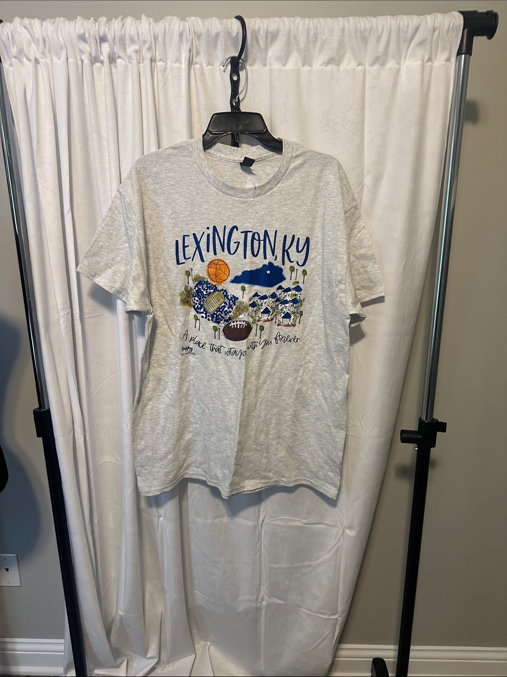 Lexington Ky Graphic TShirt Gray With Blue Orange Print